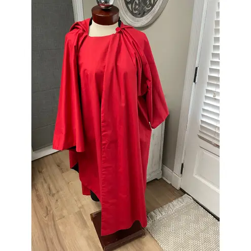 Saks 5th Avenue Cest Simone Red Cotton Black Interior Hood Trench Cape Saks Fifth Avenue OneSize