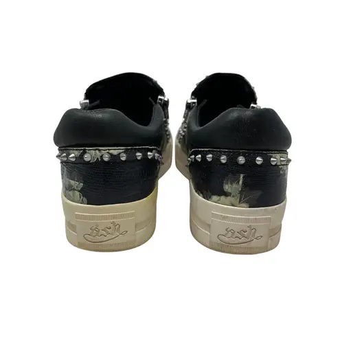 Ash Jasmin Platform Sneakers Leather Floral Studded Black Blue Size 38 US 7.5 8 - Image 9