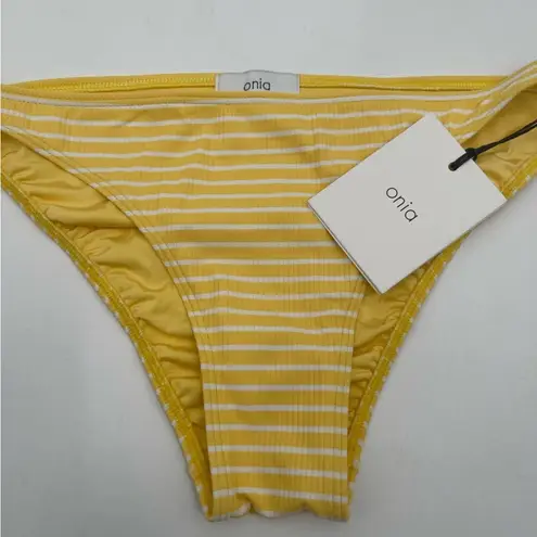 ONIA  Swim Bottoms Ashley Yellow Sun Stripe Snapdragon Beach Pool Bikini Med NWT