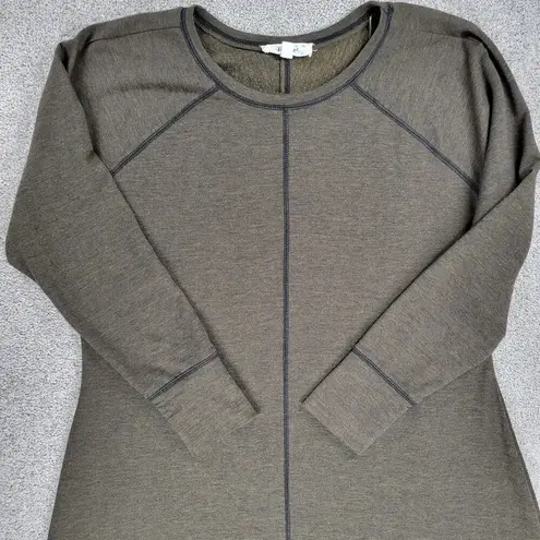 Cloud Chaser Sweater Dress Womens 2X Brown Olive Seamed A-line Pull On Midi