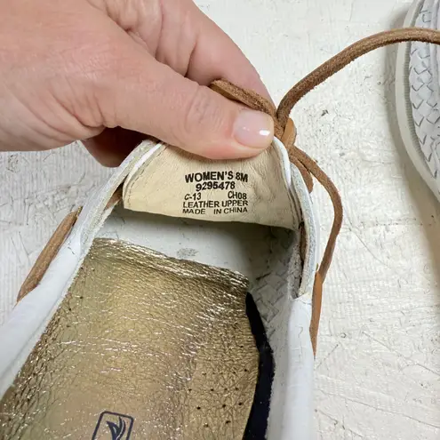 Sperry Top Sider Women's 8M White Woven Leather Boat Shoes Loafers Size 8
