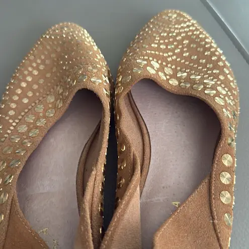 Cecelia New York Mojito Studded Leather Moccasin Flats Sand Size 8.5 Tan