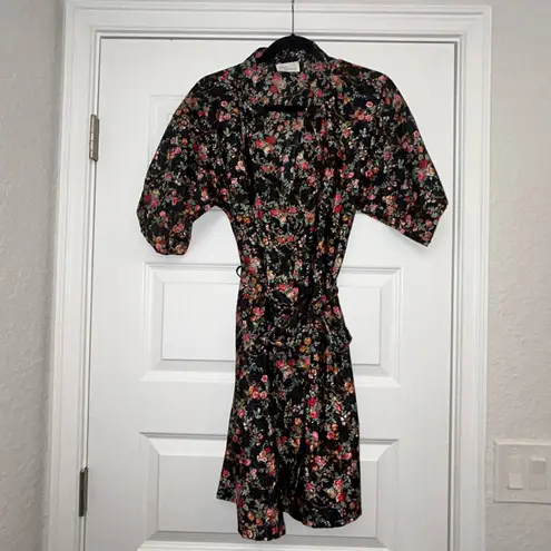 Ilese Stevens Vintage Floral Short Sleeve Short Robe with Belt Size S