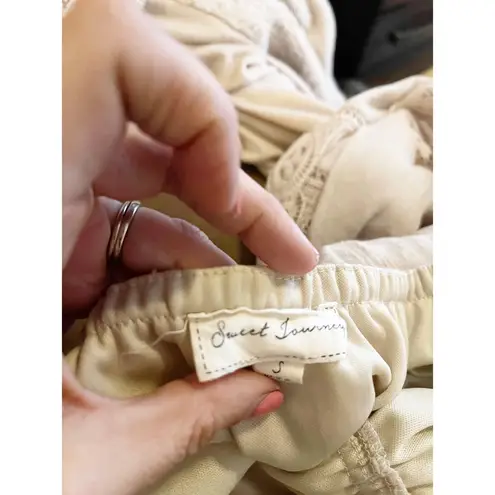 Sweet Journey Beige Lace Trim Maxi Dress Resortwear Sleeveless Women's Size Small Boho