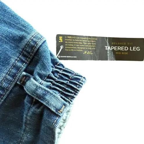 Lee  Women's Relaxed Fit Side Elastic Tapered Leg Jean Med Wash Size 18 Short NEW