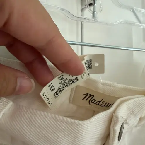 Madewell  The Rilee Denim Midi Skirt Size 29 Slit Tile White Cotton 90s Preppy