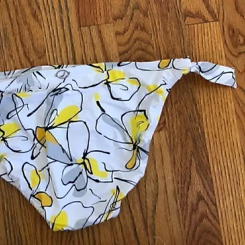 Jantzen NEW NWT  White Yellow Gray Black Floral Tie Knot Y2K Bikini BOTTOM 12