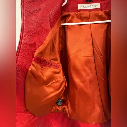 Andrew Marc Vintage Red Leather Jacket & Skirt Set Size Small VGUC