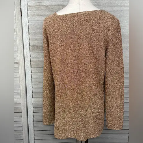 CLARA SUN WOO Bronze Metallic Long Sleeve Cutout Top