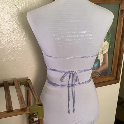 Naked Wardrobe Out of Office Bikini Top Blue Smoke EUC Backless Microbikini