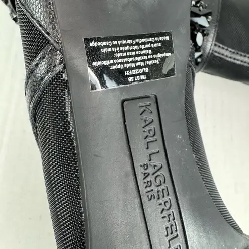 Karl Lagerfeld Women's US 7.5Blayze Black Mesh Ankle Pumps Peep Toes Shoes