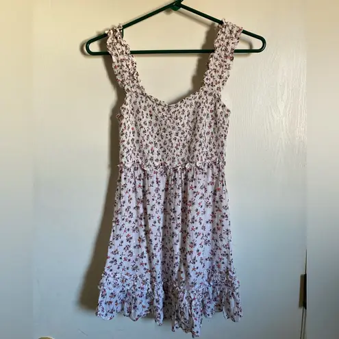 Skylar + Madison  White Floral Smocked Top Sleeveless Mini Dress #S