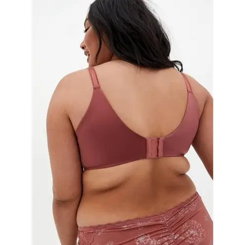 Torrid  XO Plunge‎ Push Up Bra Back Smoothing Plus Size 40DD Shine Rose Pink