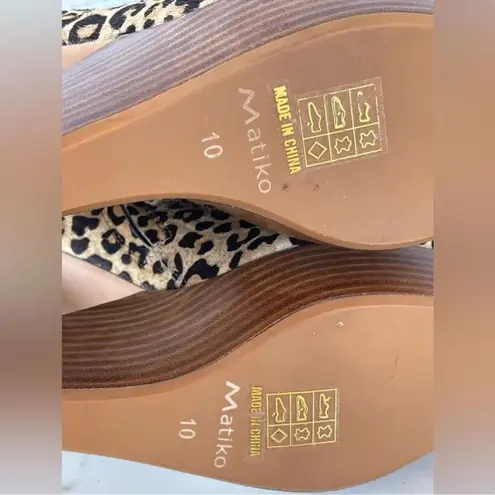 MATIKO Leopard Print Platform Pony Calf Hair
Animal Wedge Ankle Boot 10 Tan