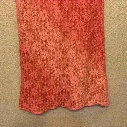 Raya Sun pink Ombre crochet lace top sz M beachy resortwear summer sheer festiva