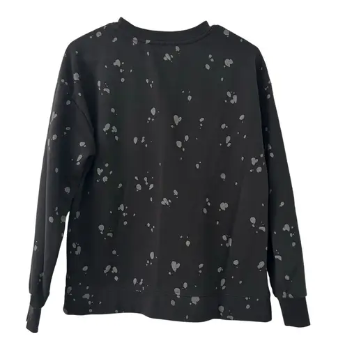 Time and Tru Women's Silver Splashed Black Crew Neck Sweatshirt S Small