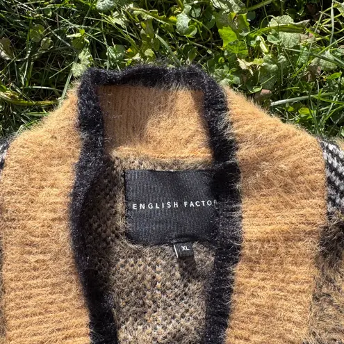 English Factory Checkered Plaid Cardigan