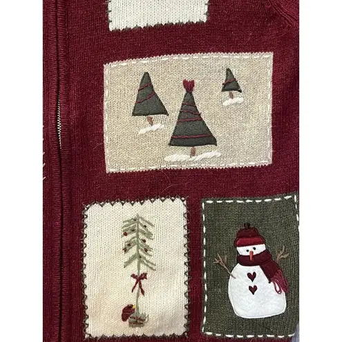 Croft & Barrow  Full Zip  Cardigan Christmas sweater M Snowman Wool Angora blend