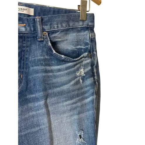Moussy Vintage Isko Distressed Skinny Jeans Size 27 Medium Wash Blue
