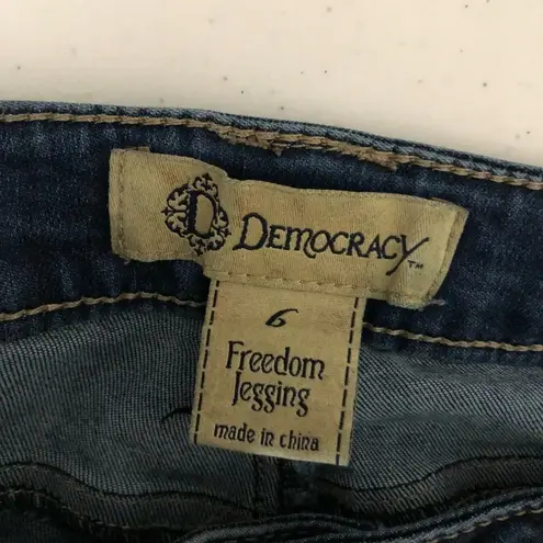 Democracy Womens Jeans Freedom Jegging Distressed Dark Wash Stretch Size 4
