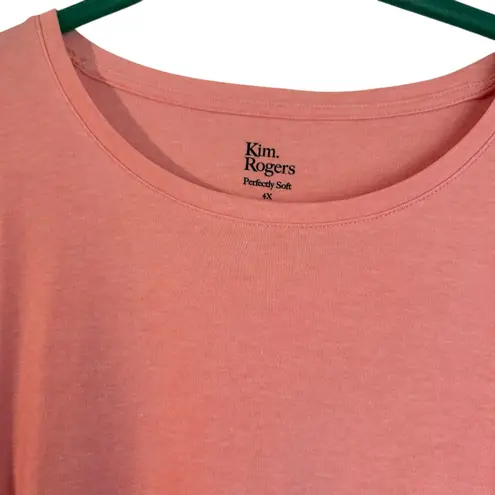 kim rogers Perfectly Soft Top Tunic 4X Peach 3/4 Sleeve Crew Neck Minimalist