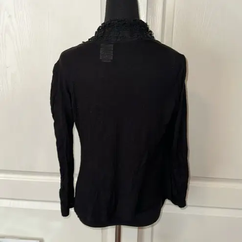 H.I.P. BLACK STRETCH KNIT TRIM CARDIGAN