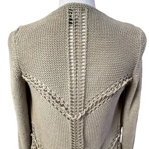 INC International Concept Boho Western Cardigan Sweater Size S Fringe Faux Suede