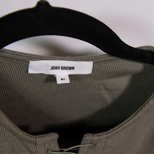 Joah Brown Lace Up Corset Flex Ribbed Knit Scoop Neck Sleeveless Crop Tank Top