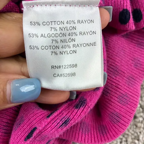 Ellen Tracy Pink & Black Polka Dot Button Cardigan Sweater Womens Size S Career