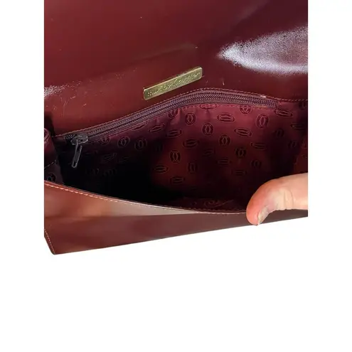 Must de Cartier Burgundy Leather Clutch Unisex Vintage