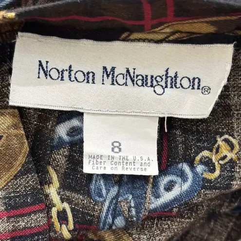 Norton Mcnaughton Vintage 80s Size 8 Equestrian Pleated Midi Skirt - Made in USA