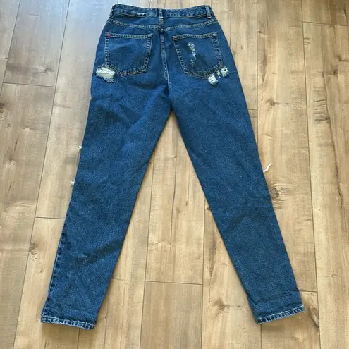 BDG  Urban Outfitters High-Waisted Mom Jean Rigid Denim Destroyed Medium Wash 27