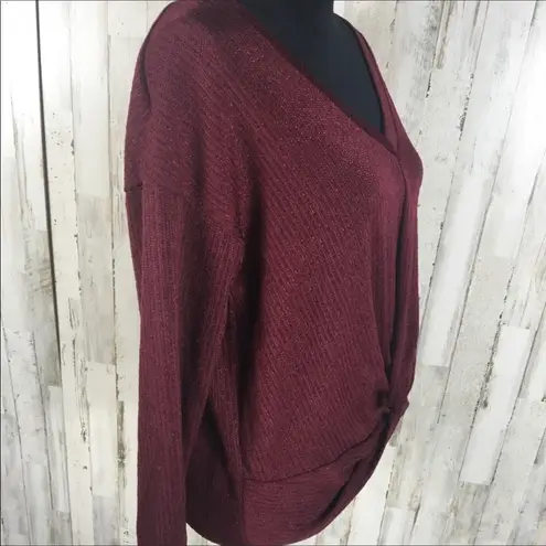 Lush Clothing Lush Twist Front Long Sleeve Sweater Top NWT Red