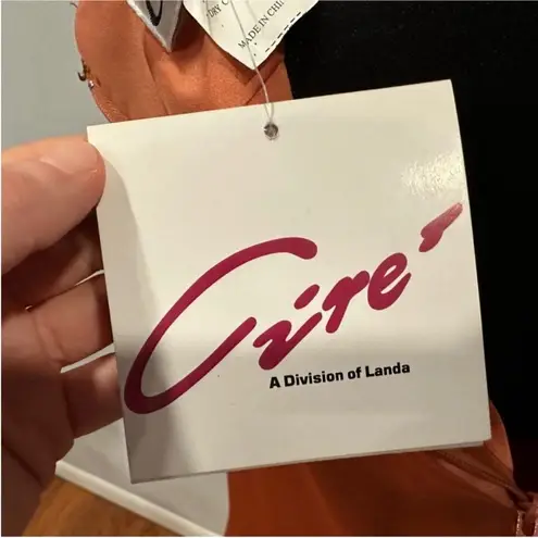 Ciré A Division of Landa Flame Orange Plunge Neck Halter Gown 16 Y2K