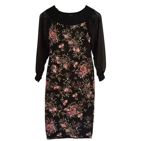 Rachel Rachel Roy floral Off shoulder sheer arm dress M Black Size M