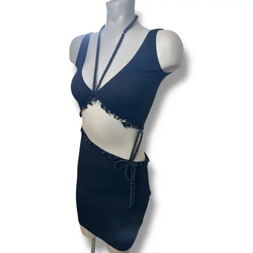 OW Collection Beaded Cut out mini Dress XS Black