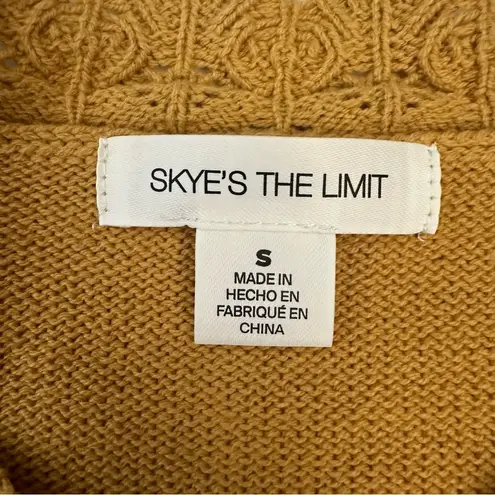 Skye’s The Limit Mustard Yellow Floral Embroidered Statement Sleeve Knit Small