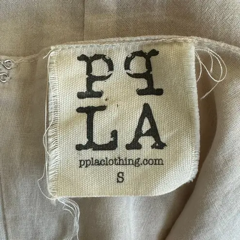 PPLA Dress Womens S Cream 100% Cotton Pom Pom Ruffle Boho Cottagecore Whimsy