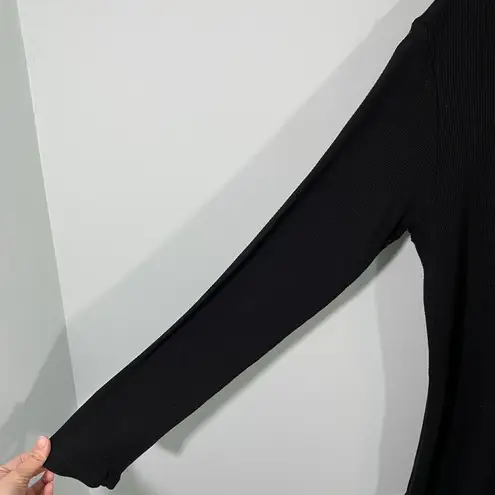 Monrow Women's Black Crew Neck Long Sleeve Waffle Knit Top Size S Made in USA