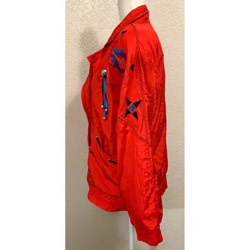 Lavon Vintage 80s Red Nylon Western Windbreaker Jacket Size M