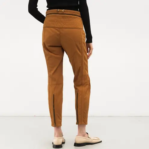 Chloé CHLOE WOMENS DESIGNER BIKER TROUSER PANTS KHAKI BROWN ITALIAN 34/ US 0