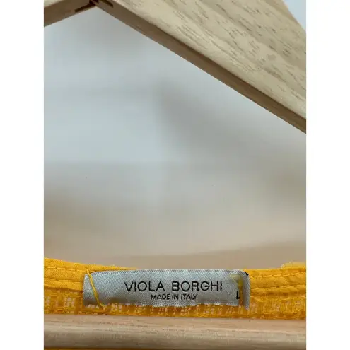 Viola Borghi Top Women LARGE Orange 100% Linen Short Sleeve Made in Italy