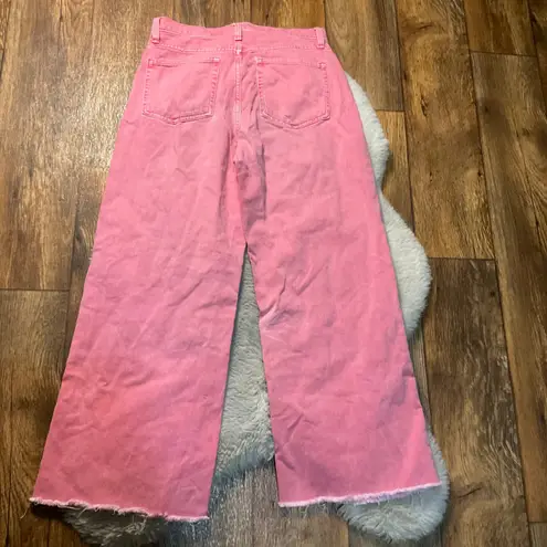 Gap  Wide Leg Denim Jeans Size 28 6 Raw Hem Salmon Pink Color Womens