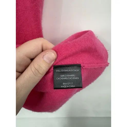 Badgley Mischka 100% Cashmere Top Women Medium Pink Barbie Preppy Beaded Neck