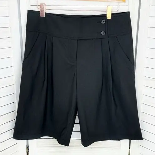 BCBGMAXAZRIA  Mandy Pleat Front Culotte Shorts Black 4 Wool