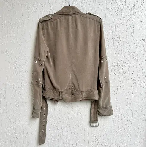 Pam & Gela Asymmetrical Zip Army Moto Utility Jacket Olive Green Women's Small