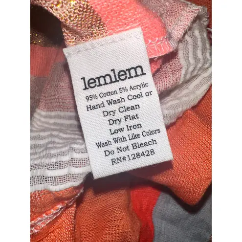 Lemlem Striped Off the Shoulder Mini Dress Tiered Fringed Hem Boho Size L READ