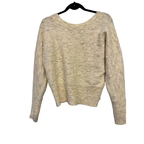 William Rast Womens Cream Textured Knit Sweater With Ribbed Cuffs & Hem S