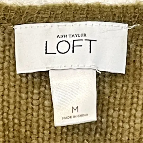 Loft Ann Taylor Women Medium Mohair Striped Pullover Sweater Long Sleeve Button Green