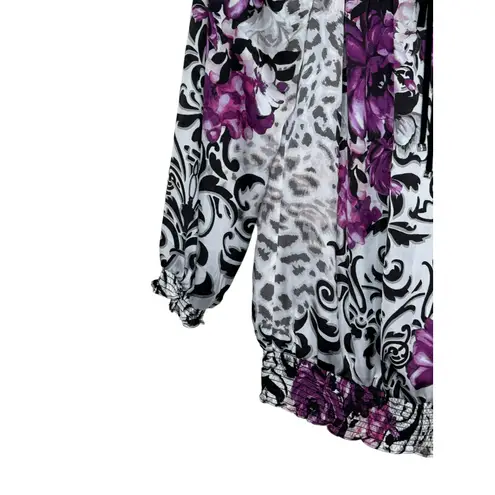 WHBM Women's Top Satin Floral V